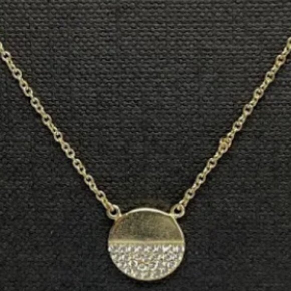 Aqua Sterling Silver Pave Circle PendantNecklace